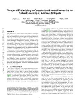 Temporal Embedding in Convolutional Neural Networks for Robust Learning
  of Abstract Snippets