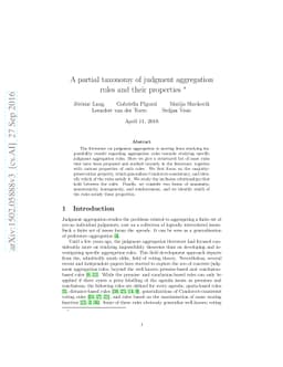 A partial taxonomy of judgment aggregation rules, and their properties