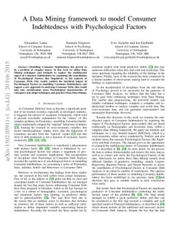 A Data Mining framework to model Consumer Indebtedness with
  Psychological Factors