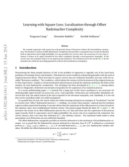 Learning with Square Loss: Localization through Offset Rademacher
  Complexity