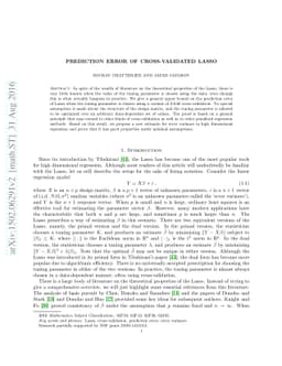 Prediction error of cross-validated Lasso
