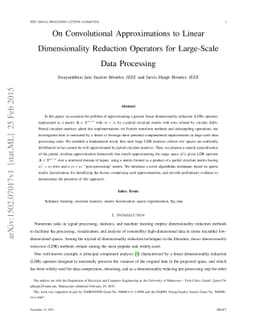 On Convolutional Approximations to Linear Dimensionality Reduction
  Operators for Large Scale Data Processing