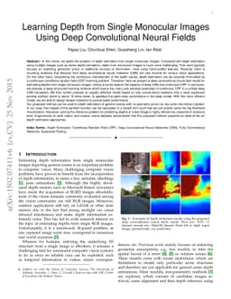 Learning Depth from Single Monocular Images Using Deep Convolutional
  Neural Fields