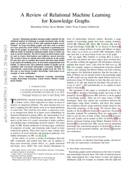 A Review of Relational Machine Learning for Knowledge Graphs