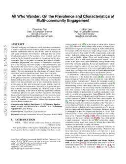 All Who Wander: On the Prevalence and Characteristics of Multi-community
  Engagement