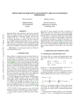 Application of Sequential Quasi-Monte Carlo to Autonomous Positioning