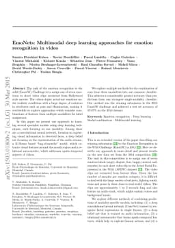 EmoNets: Multimodal deep learning approaches for emotion recognition in
  video