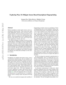 Exploring Ways To Mitigate Sensor-Based Smartphone Fingerprinting