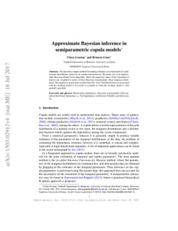 Approximate Bayesian inference in semiparametric copula models