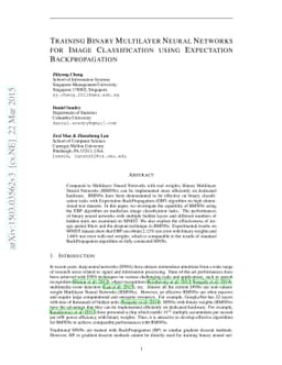 Training Binary Multilayer Neural Networks for Image Classification
  using Expectation Backpropagation