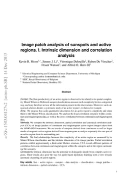 Image patch analysis of sunspots and active regions. I. Intrinsic
  dimension and correlation analysis