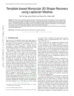 Template-based Monocular 3D Shape Recovery using Laplacian Meshes