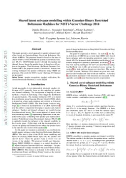 Shared latent subspace modelling within Gaussian-Binary Restricted
  Boltzmann Machines for NIST i-Vector Challenge 2014