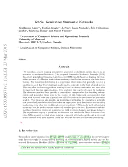 GSNs : Generative Stochastic Networks