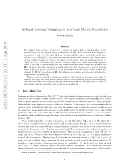 Relaxed Leverage Sampling for Low-rank Matrix Completion