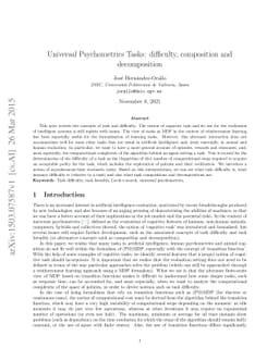 Universal Psychometrics Tasks: difficulty, composition and decomposition