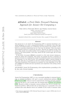 ASPeRiX, a First Order Forward Chaining Approach for Answer Set
  Computing