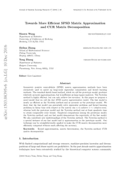 Towards More Efficient SPSD Matrix Approximation and CUR Matrix
  Decomposition