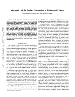 Optimality of the Laplace Mechanism in Differential Privacy