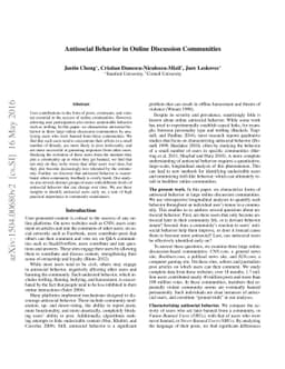 Antisocial Behavior in Online Discussion Communities