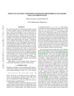 Point Localization and Density Estimation from Ordinal kNN graphs using
  Synchronization