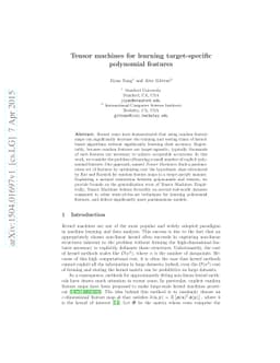 Tensor machines for learning target-specific polynomial features
