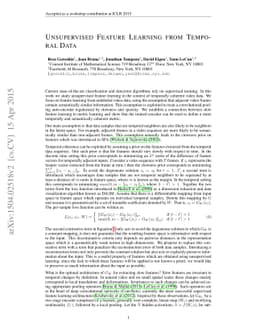 Unsupervised Feature Learning from Temporal Data