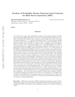 Gradient of Probability Density Functions based Contrasts for Blind
  Source Separation (BSS)