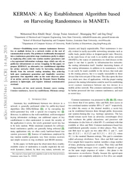KERMAN: A Key Establishment Algorithm based on Harvesting Randomness in
  MANETs