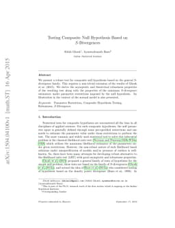 Testing Composite Null Hypothesis Based on $S$-Divergences