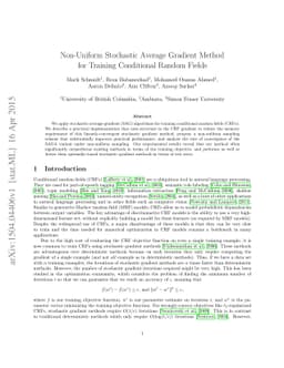 Non-Uniform Stochastic Average Gradient Method for Training Conditional
  Random Fields