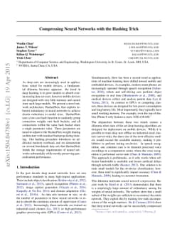 Compressing Neural Networks with the Hashing Trick