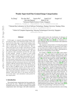 Weakly Supervised Fine-Grained Image Categorization
