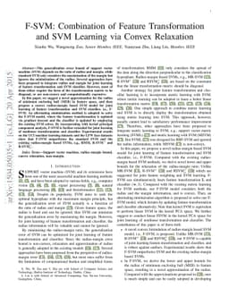F-SVM: Combination of Feature Transformation and SVM Learning via Convex
  Relaxation