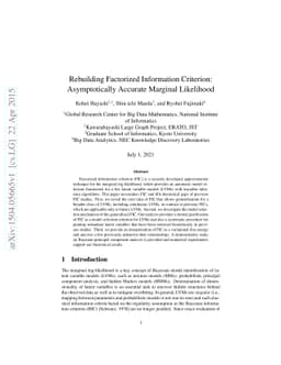 Rebuilding Factorized Information Criterion: Asymptotically Accurate
  Marginal Likelihood