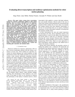 Evaluating direct transcription and nonlinear optimization methods for
  robot motion planning