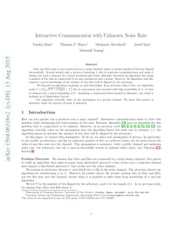 Interactive Communication with Unknown Noise Rate
