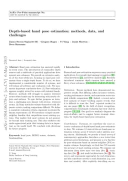 Depth-based hand pose estimation: methods, data, and challenges