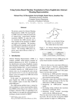 Using Syntax-Based Machine Translation to Parse English into Abstract
  Meaning Representation
