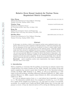 Relative Error Bound Analysis for Nuclear Norm Regularized Matrix
  Completion