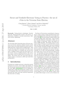 Secure and Verifiable Electronic Voting in Practice: the use of vVote in
  the Victorian State Election