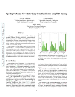 Speeding Up Neural Networks for Large Scale Classification using WTA
  Hashing