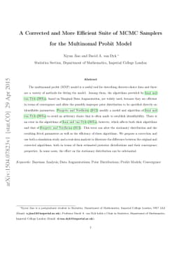 A Corrected and More Efficient Suite of MCMC Samplers for the Multinomal
  Probit Model