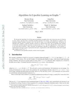 Algorithms for Lipschitz Learning on Graphs