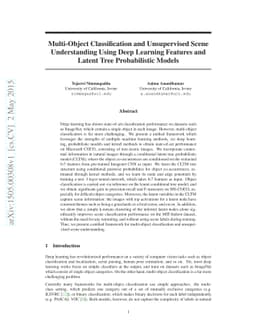 Multi-Object Classification and Unsupervised Scene Understanding Using
  Deep Learning Features and Latent Tree Probabilistic Models