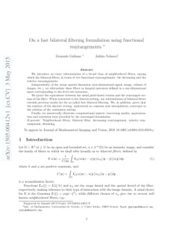 On a fast bilateral filtering formulation using functional
  rearrangements
