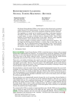 Reinforcement Learning Neural Turing Machines - Revised
