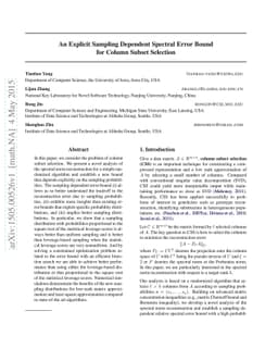 An Explicit Sampling Dependent Spectral Error Bound for Column Subset
  Selection