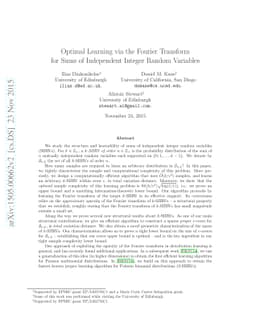 Optimal Learning via the Fourier Transform for Sums of Independent
  Integer Random Variables
