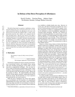 In Defense of the Direct Perception of Affordances